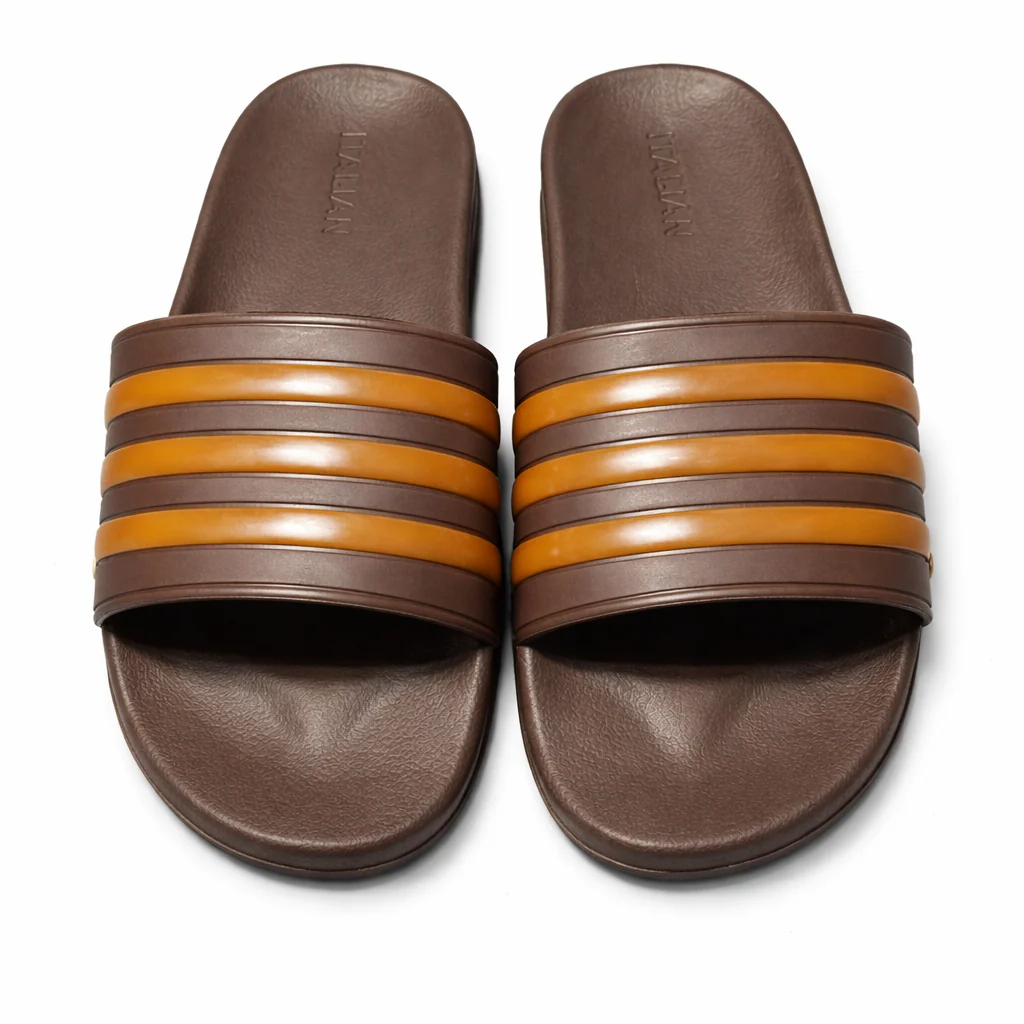 Men’s Premium Comfort Slide Slippers Brown & Tan | ITN-9003 - Image 3