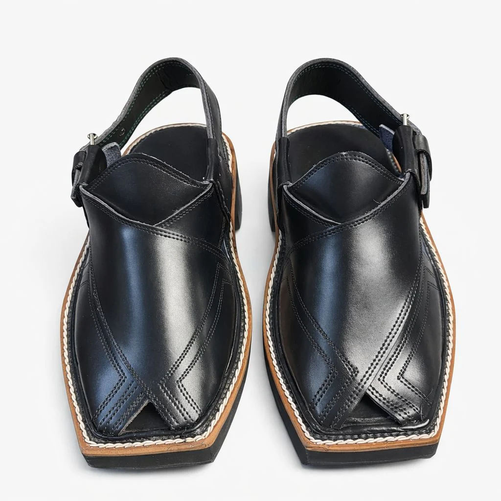 Premium Brown Leather Peshawari Chappal for Men – Handmade-KC-11 - Image 4