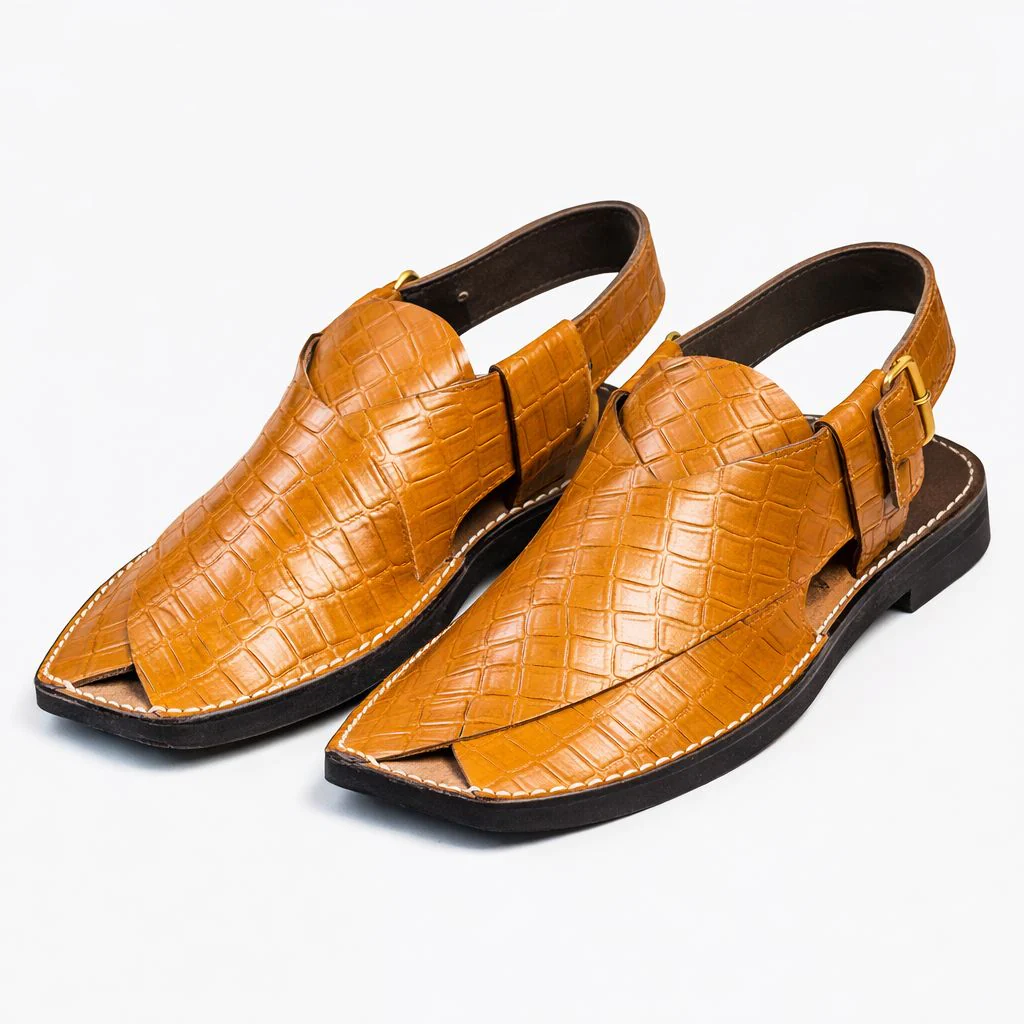 Premium Crocodile Texture Peshawari Chappal – Handmade For Men-KC-22 - Image 3