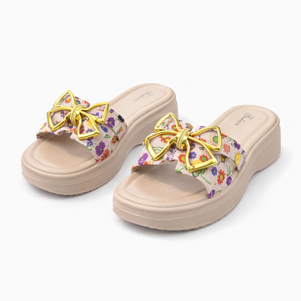 Urban Walk Women EVR Comfort Slippers Floral Bow Style| Zee-258 - Image 5