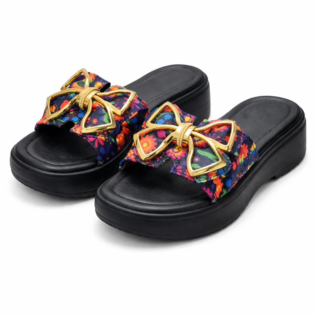 Urban Walk Women EVR Comfort Slippers Floral Bow Style| Zee-258 - Image 6