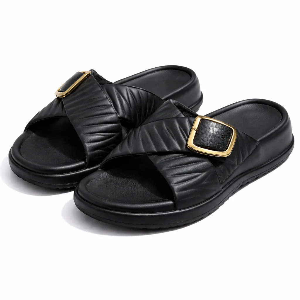 Urban Walk Women Quilted Buckle Slippers|GL-402 - Image 2