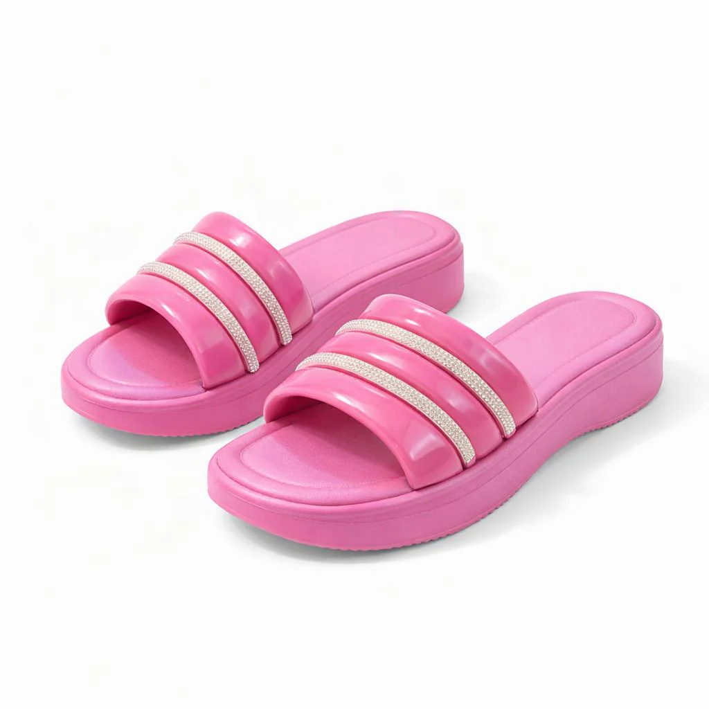 Urban Walk Women’s Cushioned Slides with Crystal Straps| Zee-256 - Image 5
