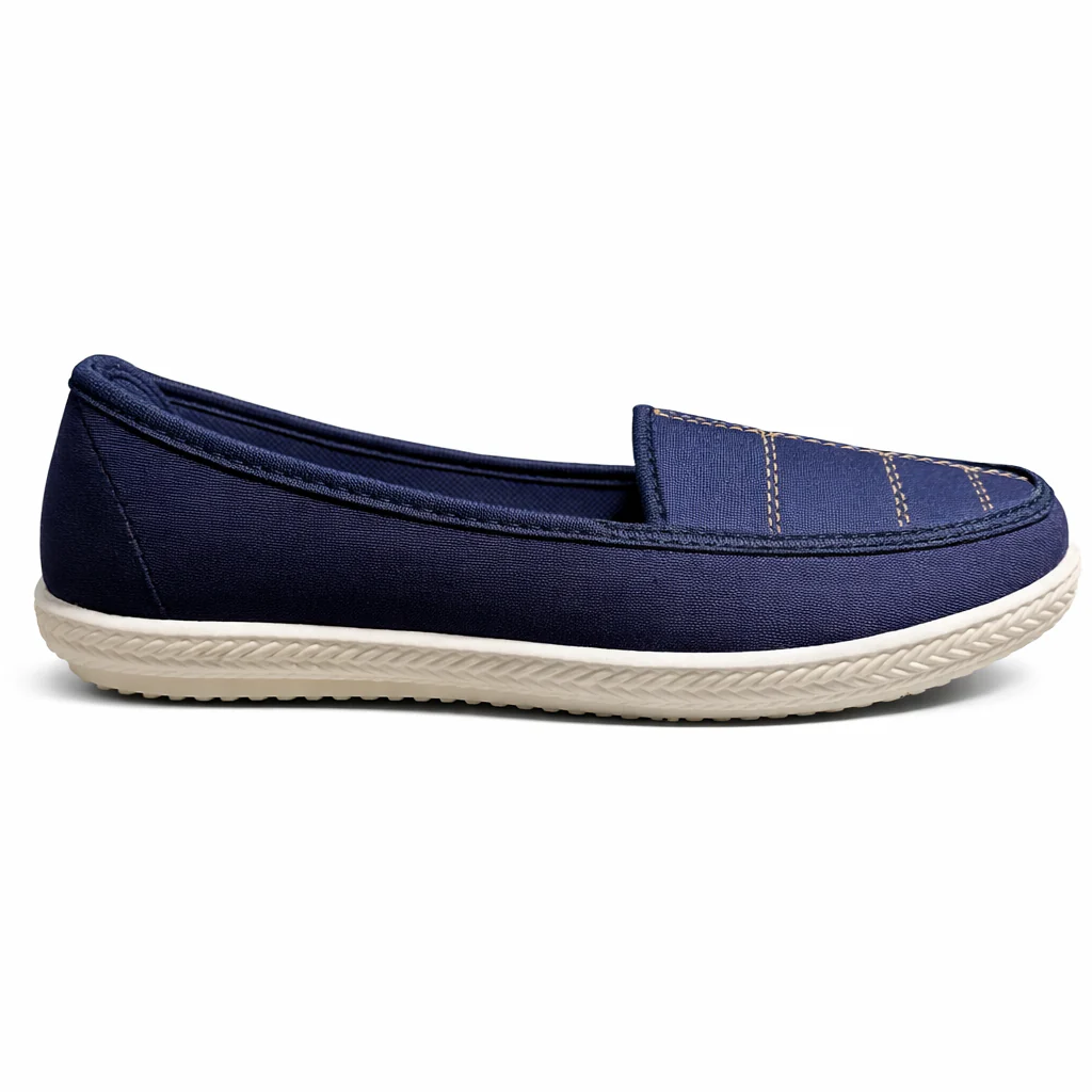 Women Navy Blue Canvas Slip-On Shoes Lightweight Daily Wear|JP-2019 - Image 3